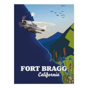 Póster Mapa de Fort Bragg Califórnia
