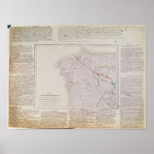 Poster Mapa de Galiza com a rota do exército francês