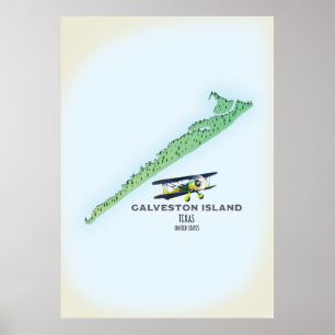 Poster Mapa de Galveston Island Texas EUA