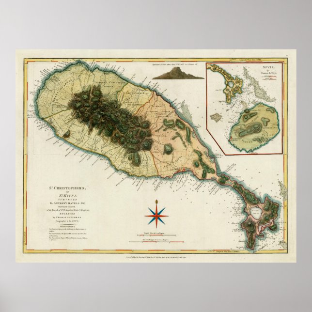 Poster Mapa de Gatinhos de Rua Velha (1794) Santo de Vint (Frente)