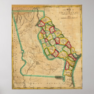 Póster Mapa de Geórgia