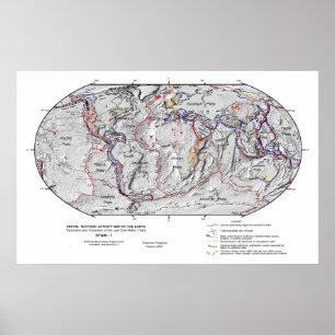 Póster Mapa de Gobal da tectônica da placa litosférica 