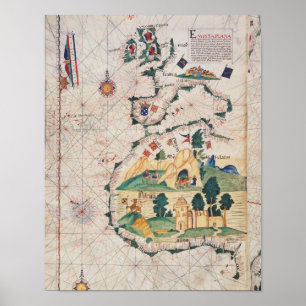 Poster Mapa de Grâ Bretanha