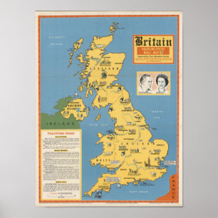 Poster Mapa de Grâ Bretanha: Título-Foco