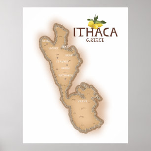 Poster mapa de grécia ithaca
