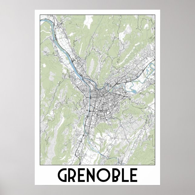 Poster Mapa de Grenoble France (Frente)