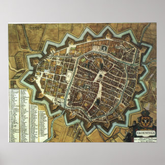 Poster Mapa de Groningen 1652