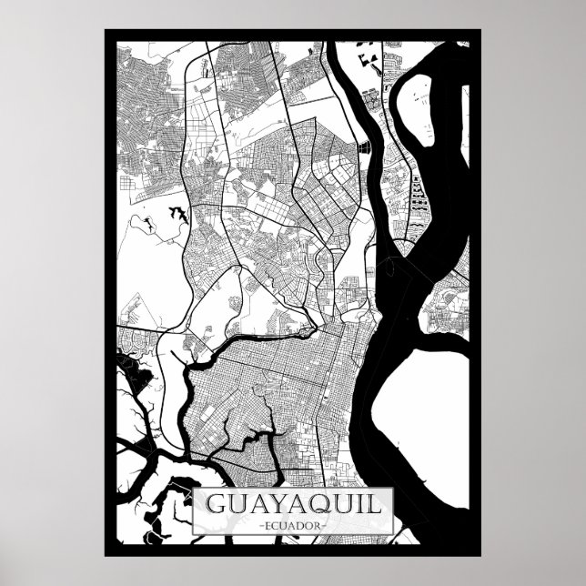 Poster Mapa de Guayaquil Equador (Frente)