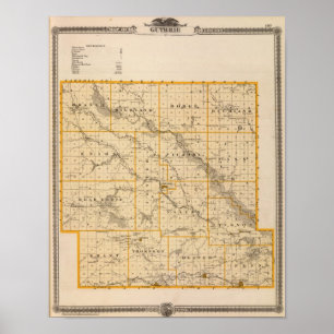 Poster Mapa de Guthrie County, estado de Iowa