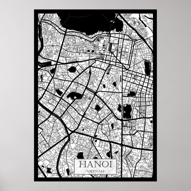 Poster Mapa de Hanói Vietnã (Frente)