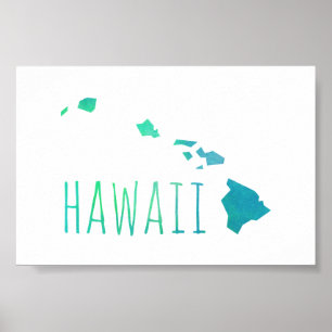 Póster Mapa de Havaí