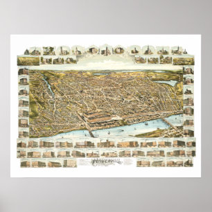 Póster Mapa de Haverhill Massachusetts desde 1893