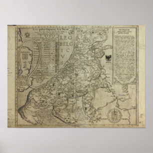 Póster Mapa de Holland 1583 - Leo Belgicus