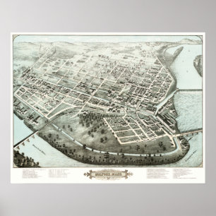 Poster Mapa de Holyoke, Massa de 1877