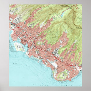 Poster Mapa de Honolulu Hawaii (1983)