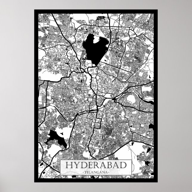 Poster Mapa de Hyderabad Telangana (Frente)
