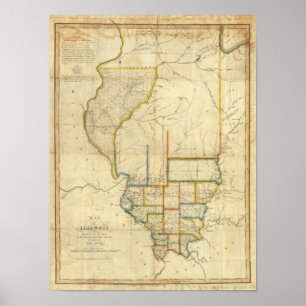 Póster Mapa de Illinois 3