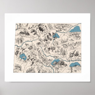 Póster Mapa de Imagens do Colorado Vintage