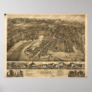 Póster Mapa de Imagens do Essex Connecticut (1881)