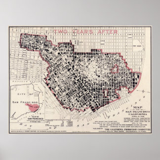 Póster Mapa de incêndio em São Francisco - 1908 (Punnet B
