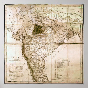 Póster Mapa de India, 1803