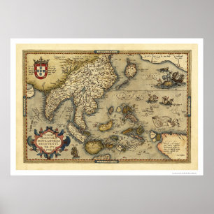 Póster Mapa de India por Ortelius 1570