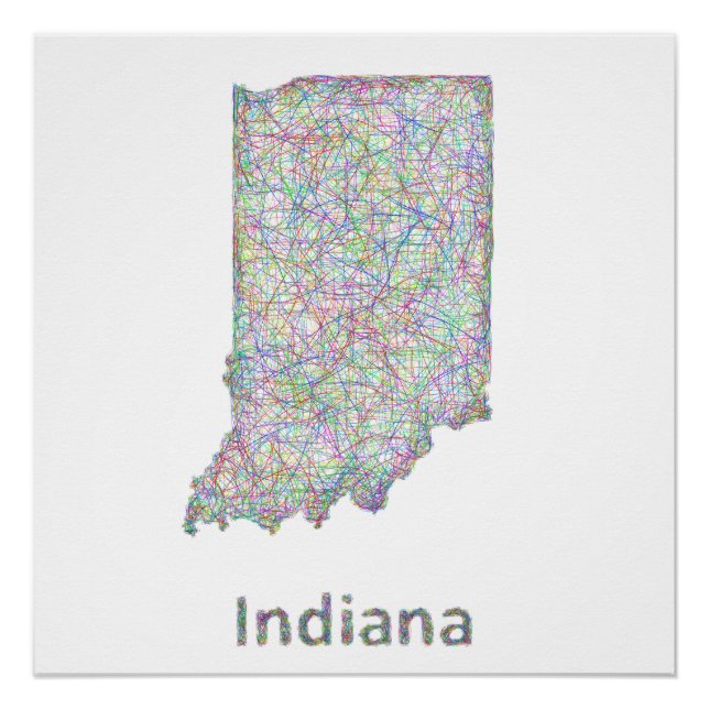 Póster mapa de Indiana (Frente)