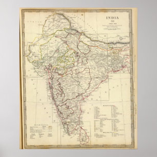 Póster Mapa de índice de India XII