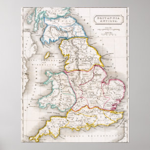 Poster Mapa de Inglaterra   Britannia Antiqua