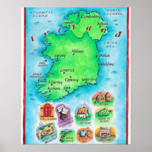 Póster Mapa de Ireland