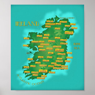 Póster Mapa de Ireland