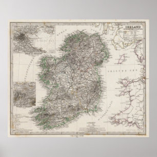 Póster Mapa de Ireland por Stieler