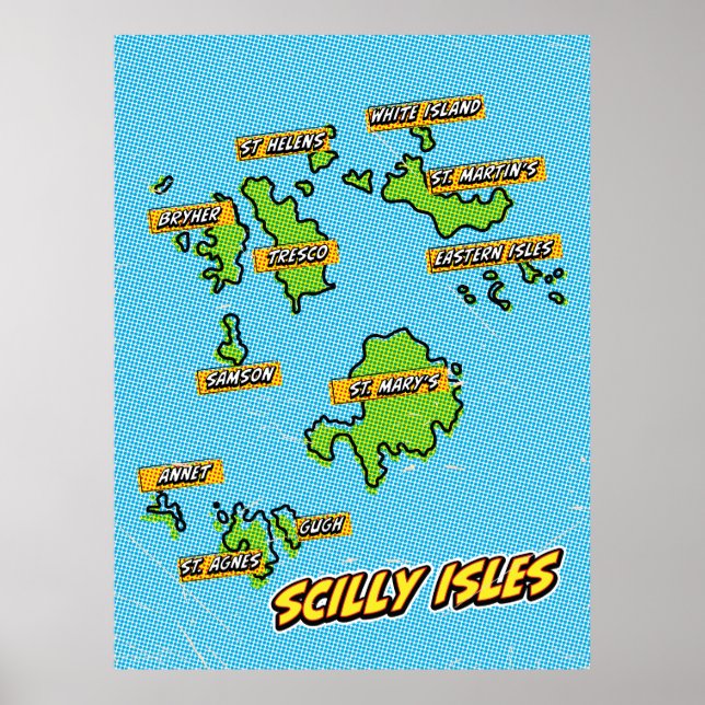 Poster Mapa de Isles de pop Art Ilustrado (Frente)