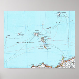 Póster mapa de isole eolie mappa