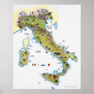 Póster Mapa de Italia