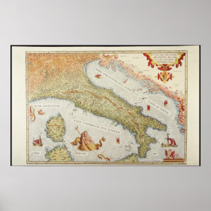 Poster Mapa de Italia em 1500