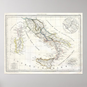 Poster Mapa de Italia em épocas romanas antigas