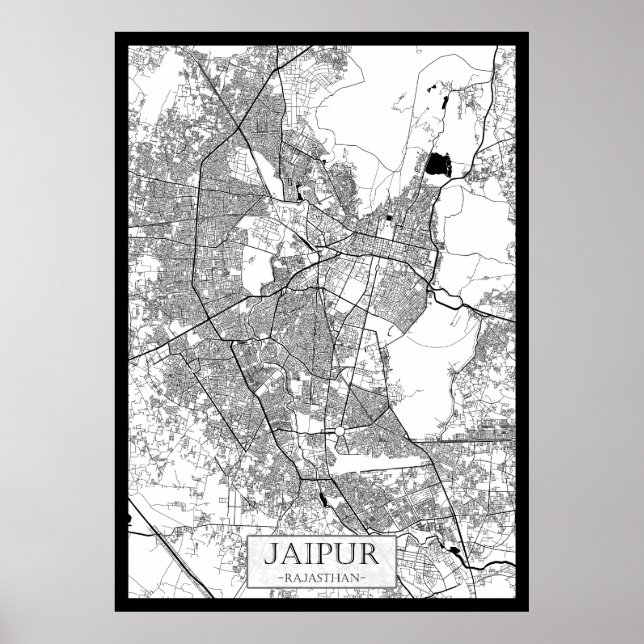 Poster Mapa de Jaipur Rajasthan (Frente)