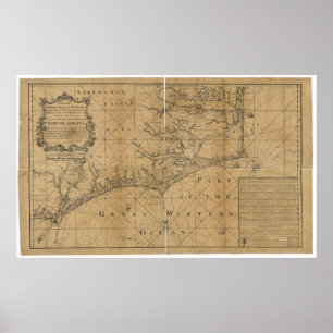 Póster Mapa de James Wimble 1738 de North Carolina