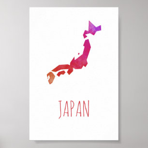 Póster Mapa de Japão