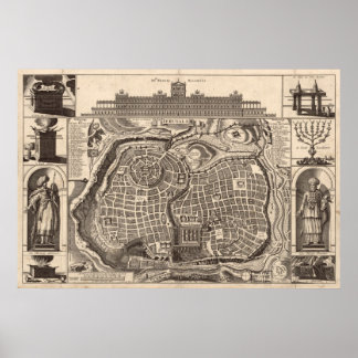 Póster Mapa de Jerusalém