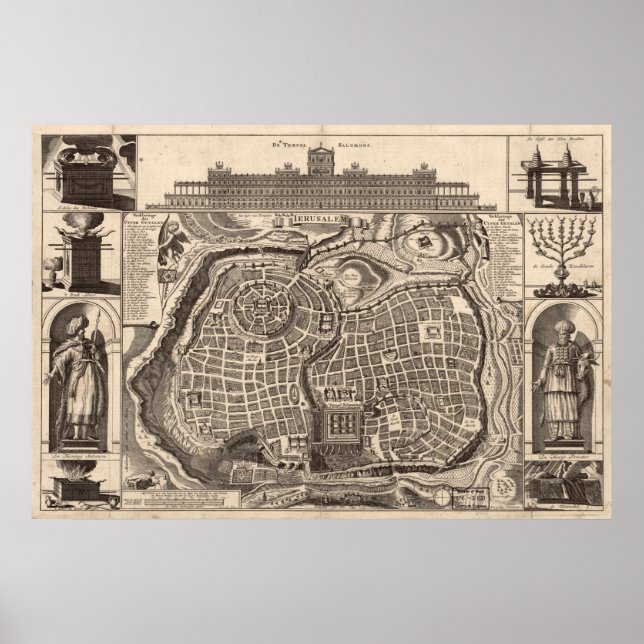 Póster Mapa de Jerusalém (Frente)