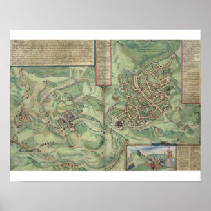 Póster Mapa de Jerusalem, 'de Civitates Orbis Terrarum