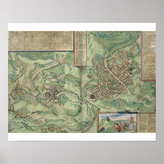 Póster Mapa de Jerusalém, de Civitates Orbis Terrarum (Frente)