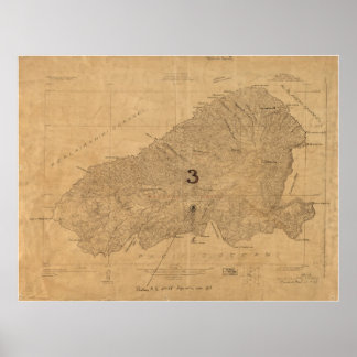 Póster Mapa de Kahoolawe, Havaí, em 1926