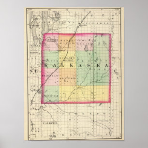 Poster Mapa de Kalkaska County, Michigan