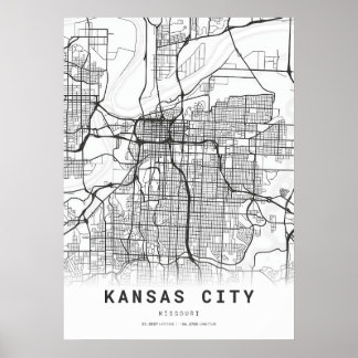 Poster Mapa de Kansas City