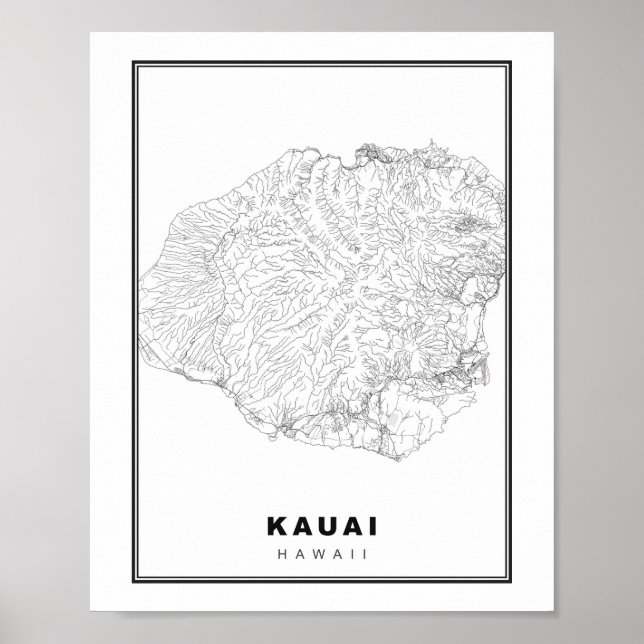 Poster Mapa de Kauai (Frente)