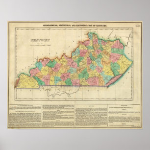 Póster Mapa de Kentucky