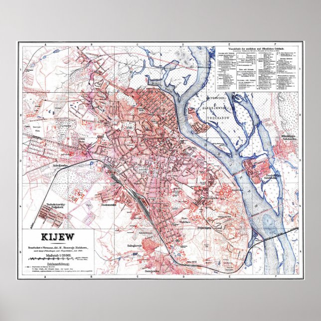 Poster Mapa de Kiev Ucrânia (1918) (Frente)